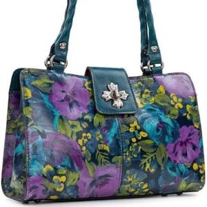 Patricia Nash Rosina Leather Satchel Deep Blue Nature Collection Bag